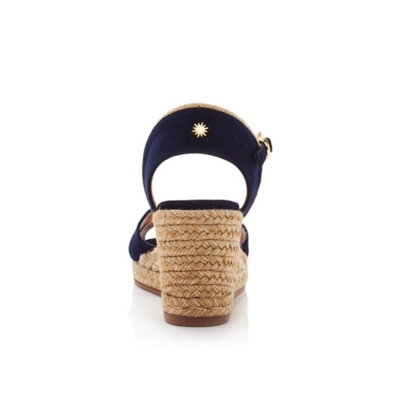 NEW STUART WEITZMAN Mirela Round Toe Wedge Espadrille Sandals Navy Blue Size 5.5 - Picture 4 of 10